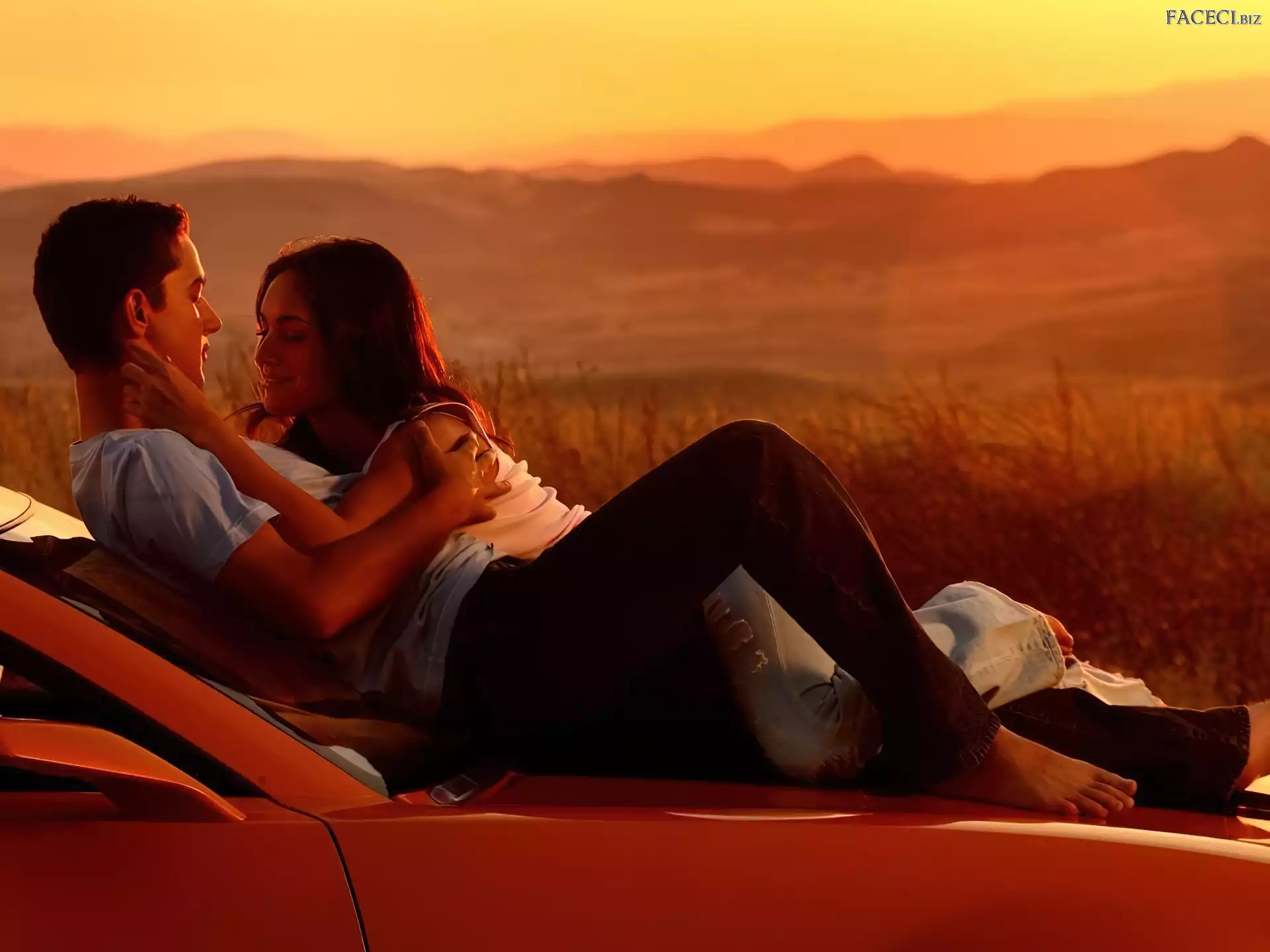 Mężczyzna, Zachód Słońca, Kobieta, Para