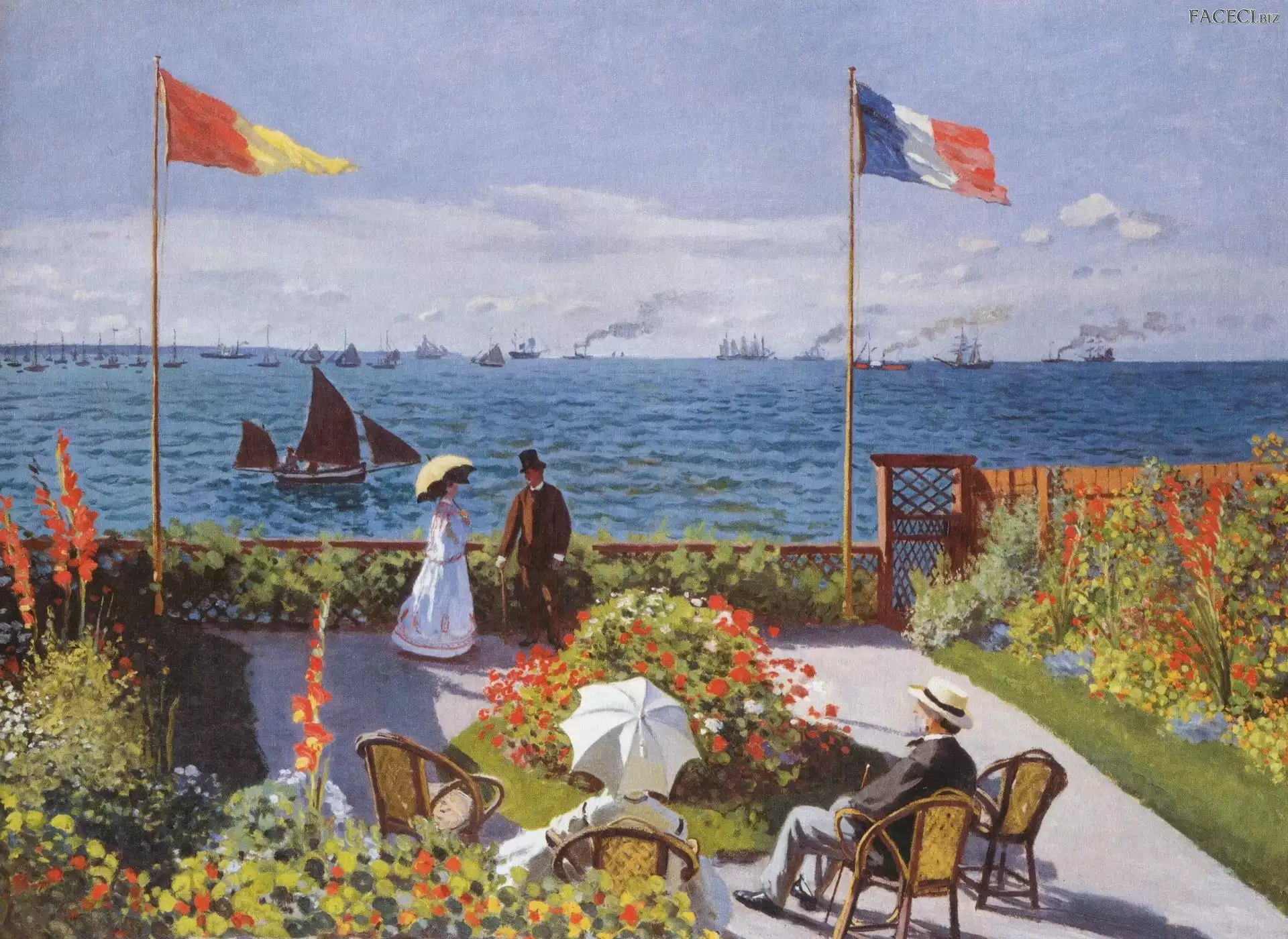 Mężczyźni, Kobiety, Morze, Ogród, Statki