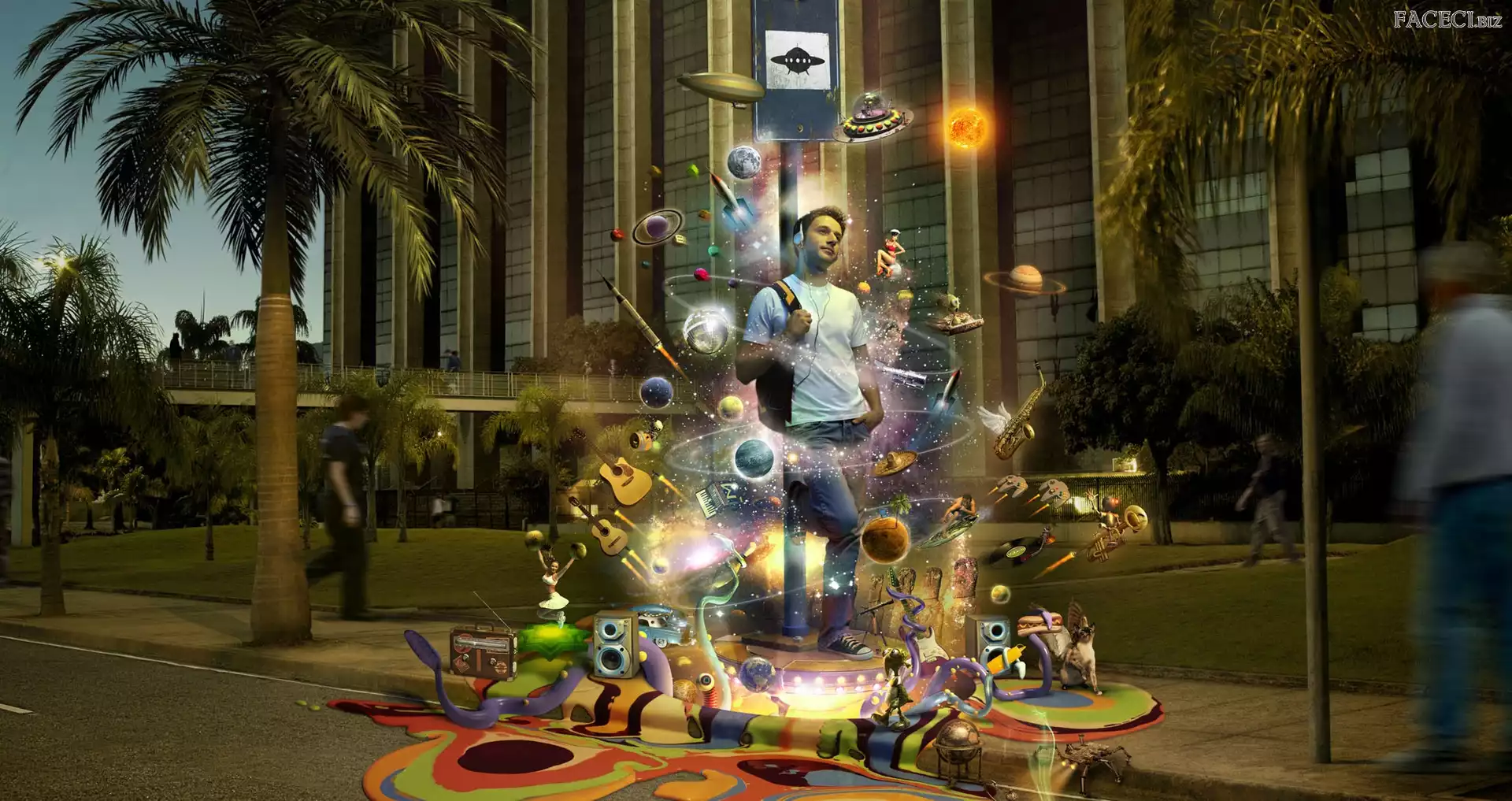 Przystanek, Muzyka, Mężczyzna, Autobusowy