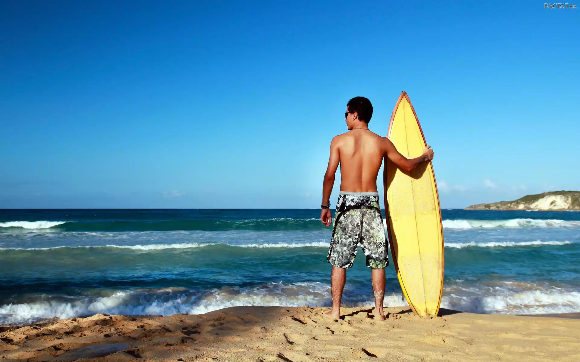 Surfing, Fale, Plaża, Mężczyzna, Morze